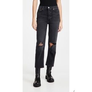 RE/DONE 70s Stove Pipe High Waist Black Straight Leg Jeans Size 27